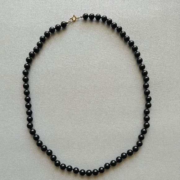 Source Unknown Jewelry - Black Onyx Bead Necklace -- 23"